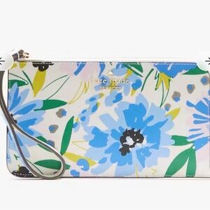NWT Kate Spade Saffiano Leather Lucy Floral L-Zip Wristlet